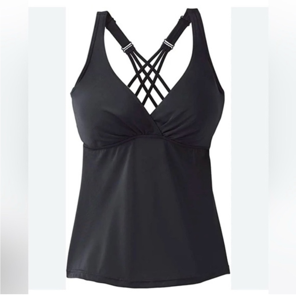 prAna Women's Kayana D-Cup Tankini Top Black Size 34D Small - New with Tags